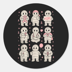 Halloween October Breast Cancer Awareness Pink Cut Classic Round Sticker