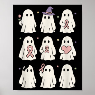 Halloween October Breast Cancer Awareness Pink Cut Poster