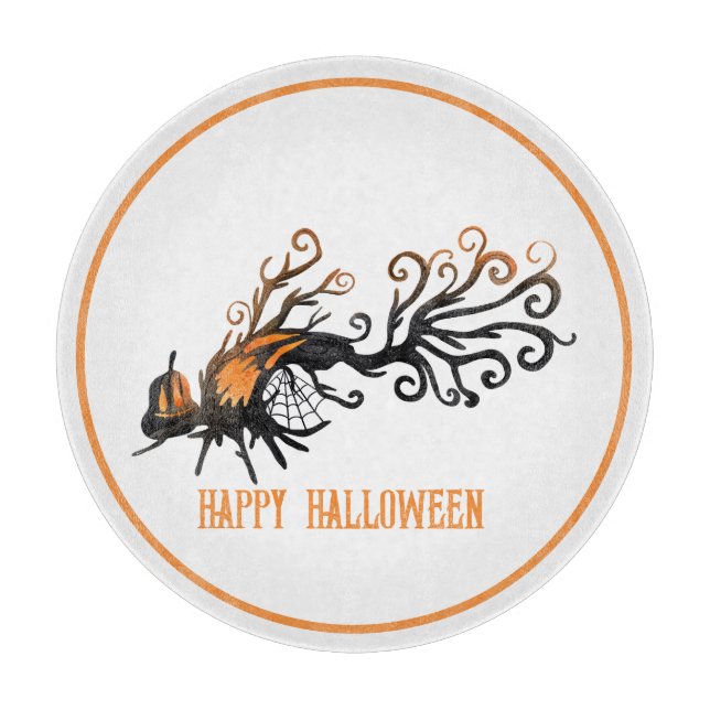 Halloween/October/Fall/pumpkin tree Cutting Board (Front)