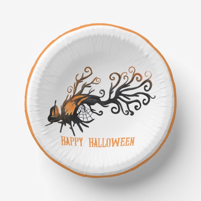 Halloween/October/Fall/pumpkin tree Paper Plate (Front)