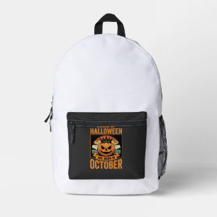 Halloween October Pumpkin King Birthday Design Printed Backpack