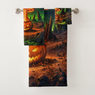 Halloween of Mass Destruction Radioactive Pumpkin Bath Towel Set