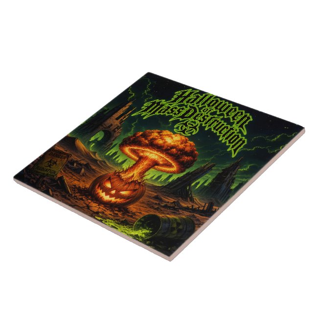 Halloween of Mass Destruction Radioactive Pumpkin  Ceramic Tile (Side)