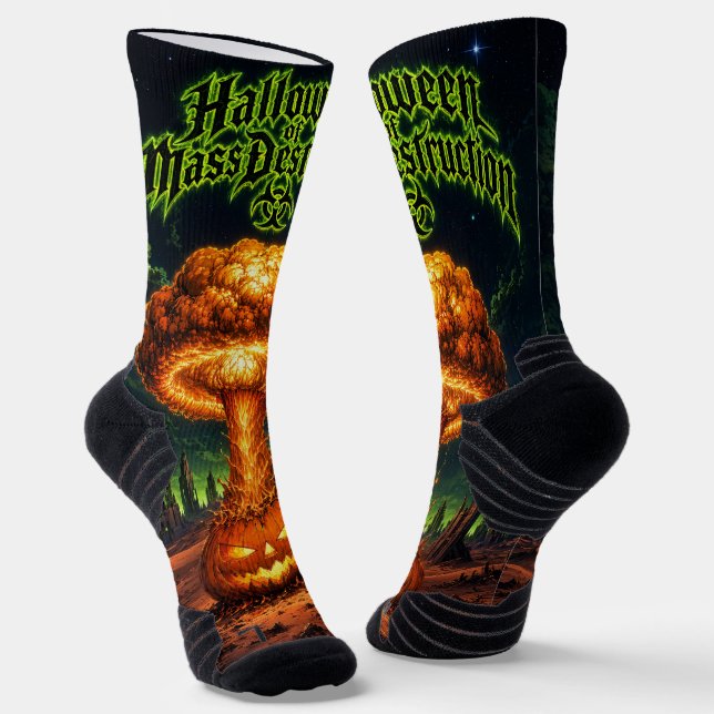 Halloween of Mass Destruction Radioactive Pumpkin  Socks (Angled)