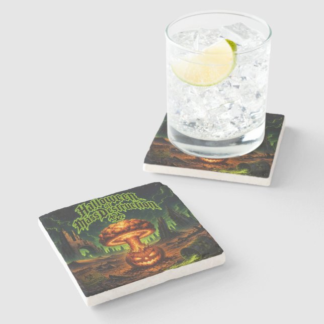 Halloween of Mass Destruction Radioactive Pumpkin  Stone Coaster (Side)
