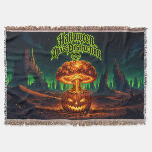 Halloween of Mass Destruction Radioactive Pumpkin Throw Blanket