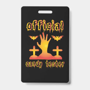 Halloween Offical Candy Tester Birthday ID Badge
