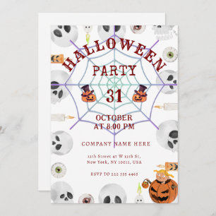 Halloween Office Mixer Invitation with Spider Web