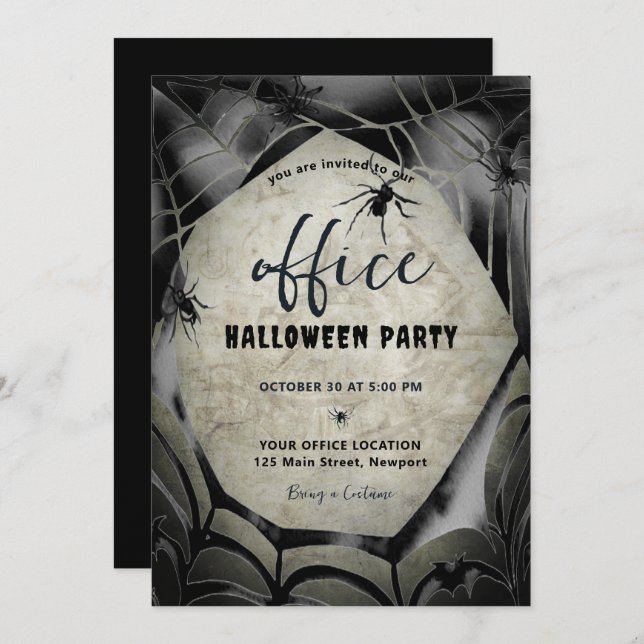 Halloween Office Party Business Corporate Spiders Invitation (Front/Back)