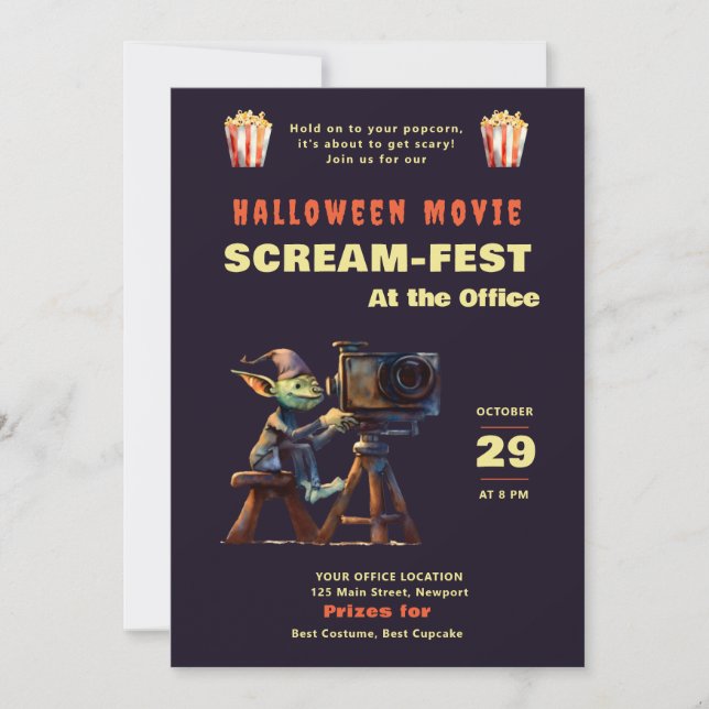 Halloween Office Party Scary Movies Scream-Fest Invitation (Front)