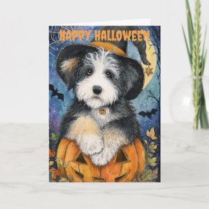 Halloween Old English Sheepdog Dog Holiday Card