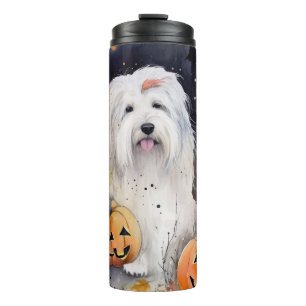 Halloween Old English Sheepdog With Pumpkins Scary Thermal Tumbler