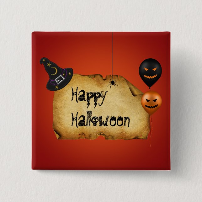 Halloween Old Parchment Greeting 15 Cm Square Badge (Front)