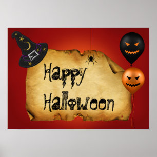 Halloween Old Parchment Greeting Poster