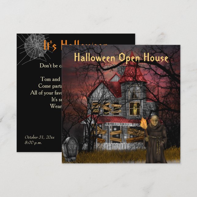 Halloween Open House Party Invitation (Front/Back)
