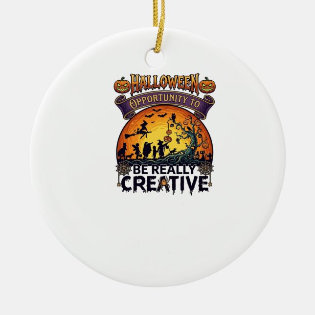 Halloween Opportunity Be Really Creative Witch Tre Ceramic Ornament (Front)
