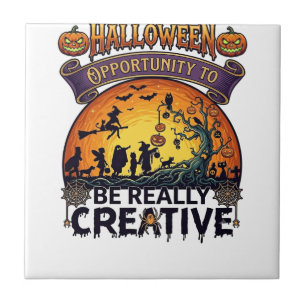 Halloween Opportunity Be Really Creative Witch Tre Ceramic Tile