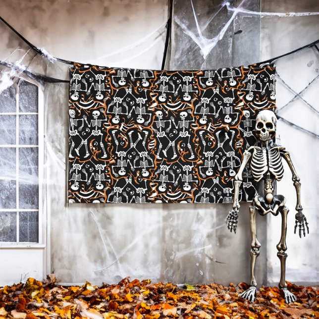 Halloween or Day of the Dead Party Banner (Dancing skeletons banner only - skeleton leaves and cobwebs not included!)