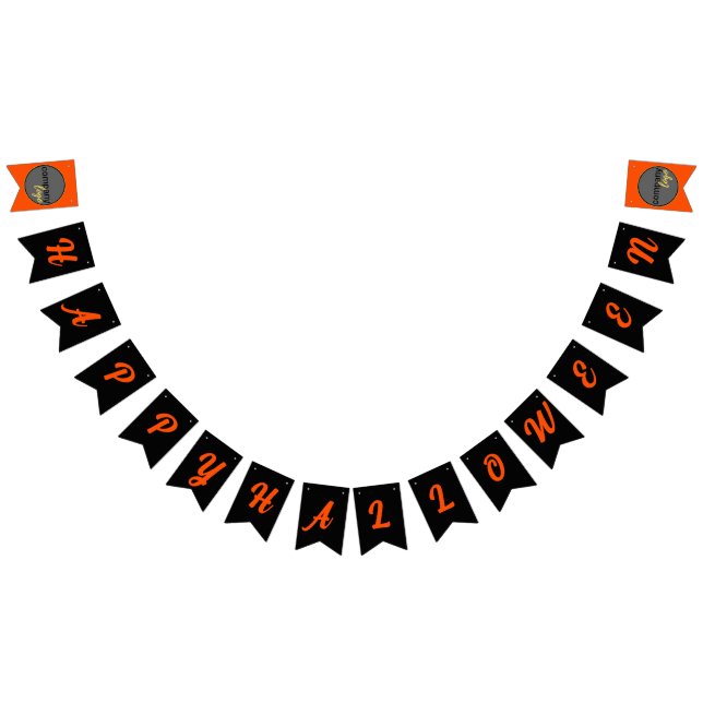 HALLOWEEN ORANGE AND BLACK BUSINESS COMPANY LOGO BUNTING  (All)