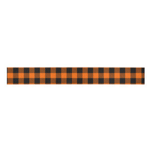 Halloween Orange and Black Plaid Ribbon Grosgrain Ribbon