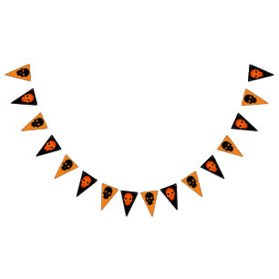 Halloween Orange and Black Skulls Bunting
