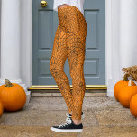 Halloween Orange and Black Spider Web Leggings<br><div class="desc">Customise to change the orange to any colour.</div>