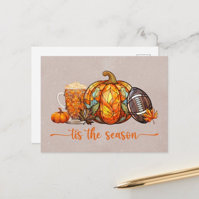 Halloween Orange Autumn Season Holiday Postcard (Front/Back In Situ)