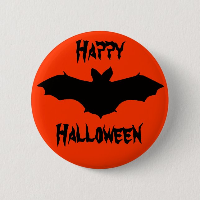Halloween Orange Black Bat Button (Front)