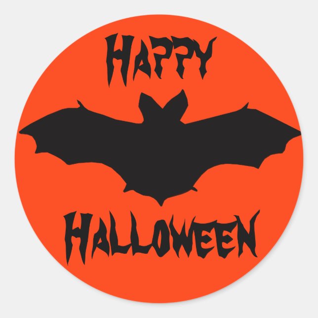 Halloween Orange Black Bat Stickers (Front)