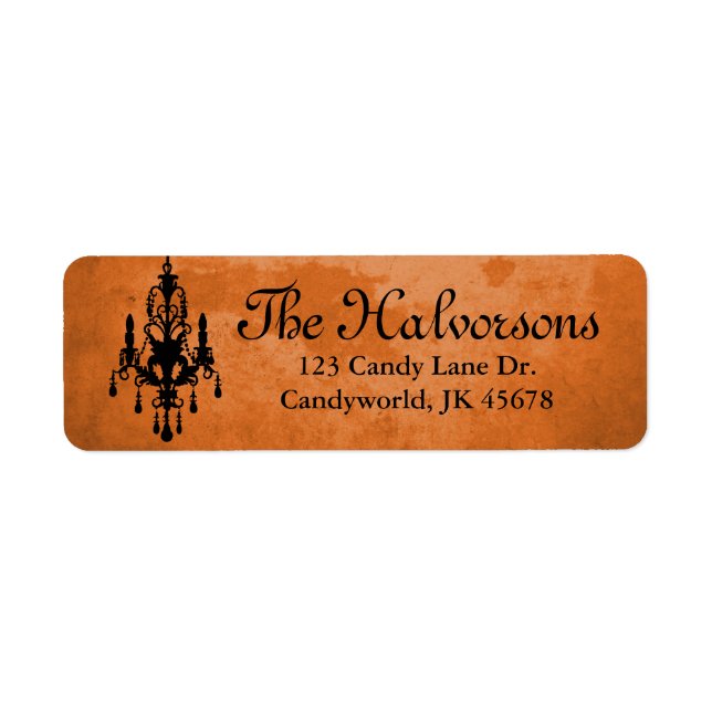 Halloween Orange & Black Chandelier Address Labels (Front)