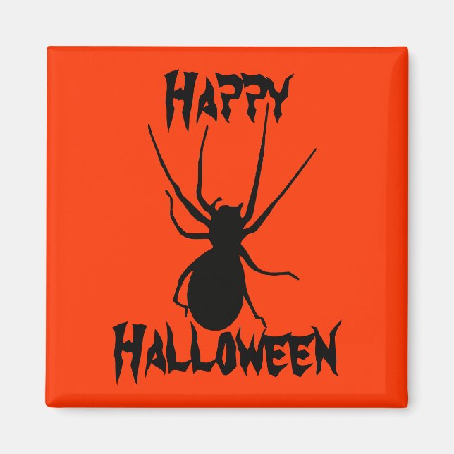 Halloween Orange Black Creepy Spider Magnet (Front)