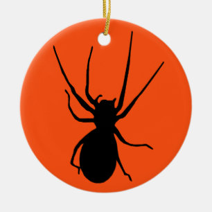 Halloween Orange Black Creepy Spider Ornament