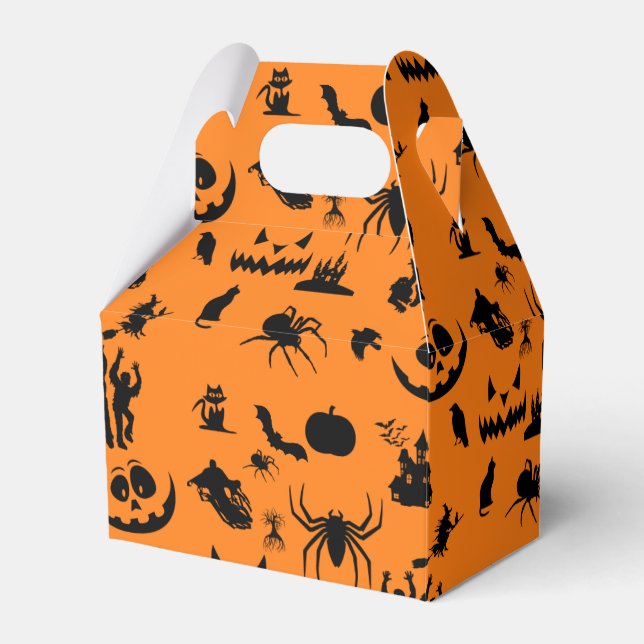 Halloween Orange Black Pattern Favour Box (Front Side)