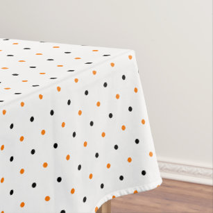 Halloween Orange Black Polka Dots Chic Party Decor Tablecloth