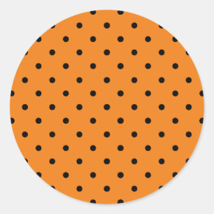 Halloween orange & black polka dots cute favours classic round sticker