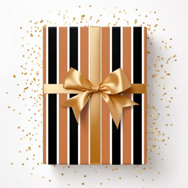 Halloween Orange Black Stripes Wrapping Paper (Halloween Orange Black Stripes Wrapping Paper)