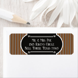 Halloween Orange & Black Vintage Stripe Return Address Label