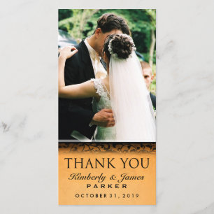 Halloween Orange & Black Wedding Photo Thank You
