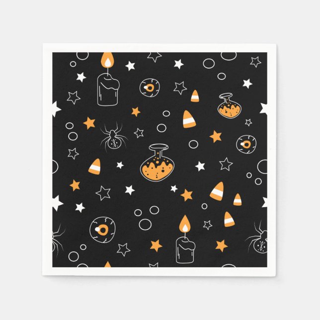 halloween orange black white napkin (Front)