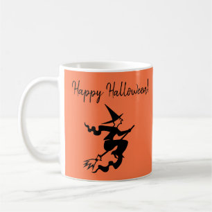 Halloween Orange Black Witch Mug