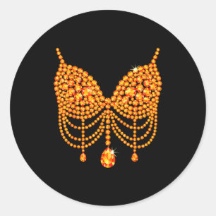 Halloween Orange Bra Design Costume Show Girls  Classic Round Sticker