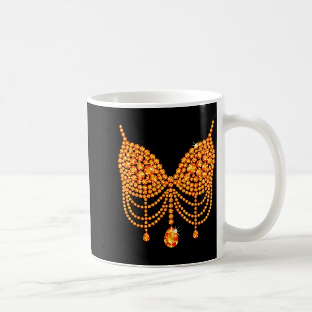 Halloween Orange Bra Design Costume Show Girls  Coffee Mug (Right)