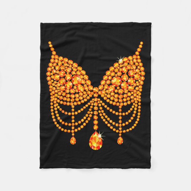 Halloween Orange Bra Design Costume Show Girls  Fleece Blanket (Front)