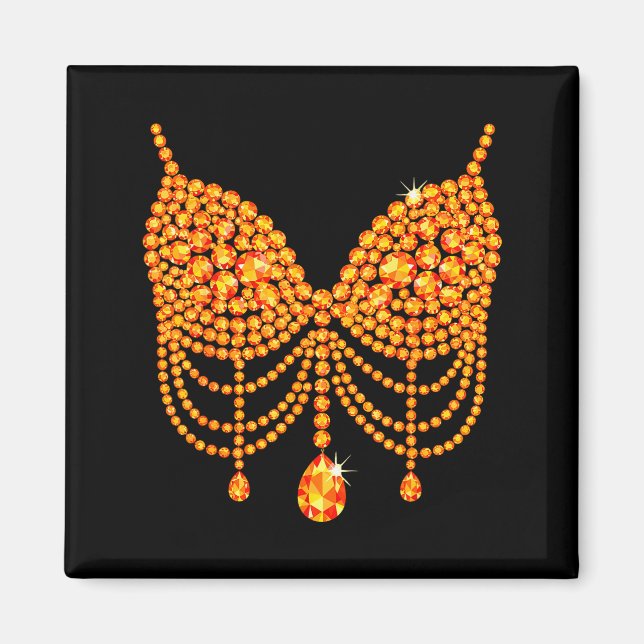 Halloween Orange Bra Design Costume Show Girls  Magnet (Front)