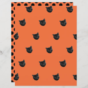 Halloween orange cats and dots scrapbook paper