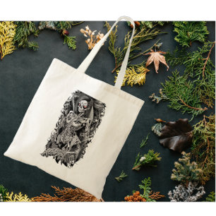 Halloween Orange-Eyed Female Skeleton Tote Bag