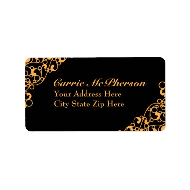Halloween Orange Flourish Address Labels (Front)