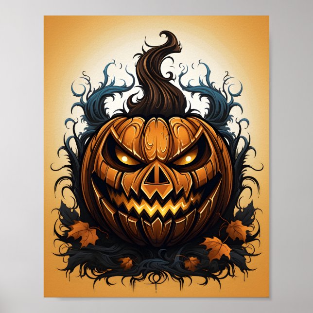Halloween Orange Jack O Lantern Spooky Pumpkin Poster (Front)