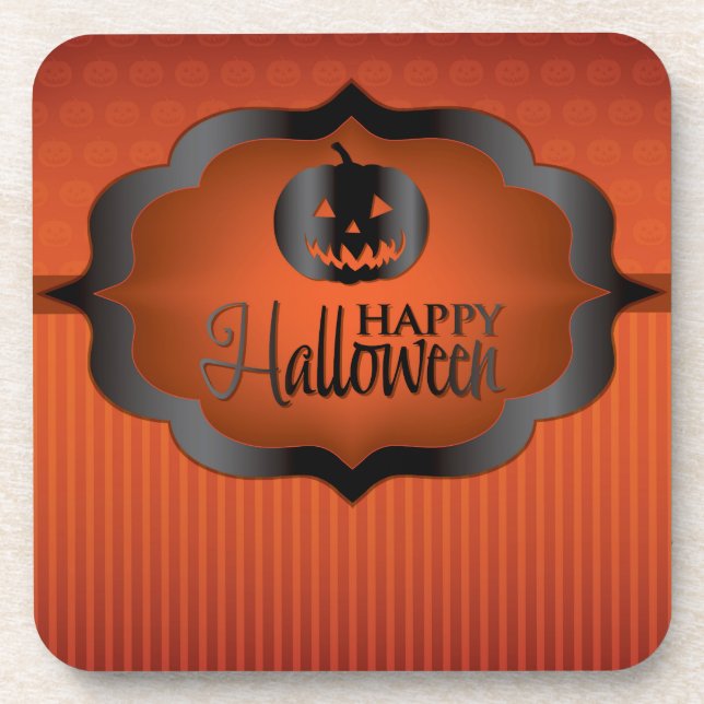 Halloween orange jack o'lantern coaster (Front)