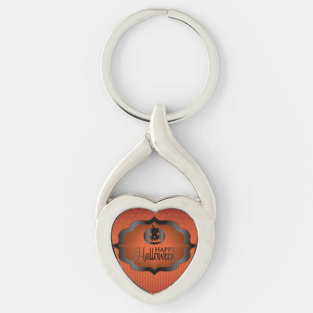 Halloween orange jack o'lantern key ring (Front)
